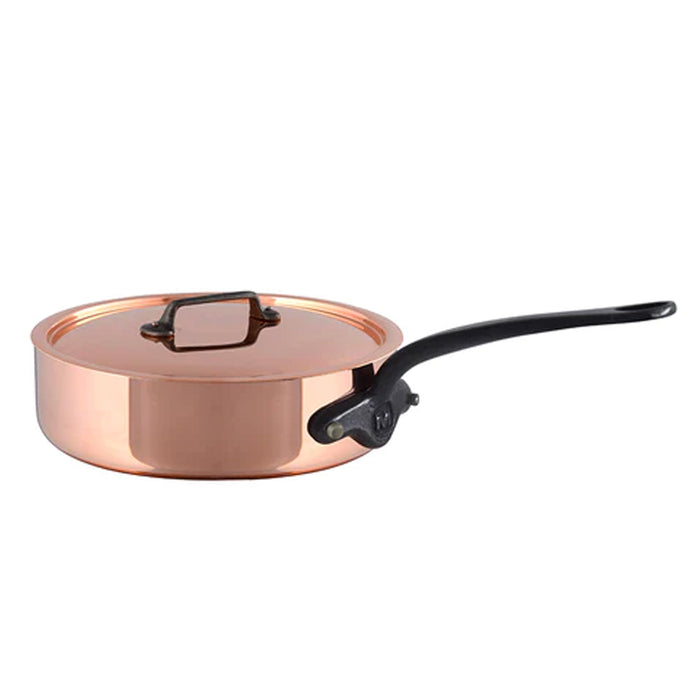 Mauviel M'150ci Copper Saute pan With Cast Iron Handle & Copper Lid, 1.89-Quart