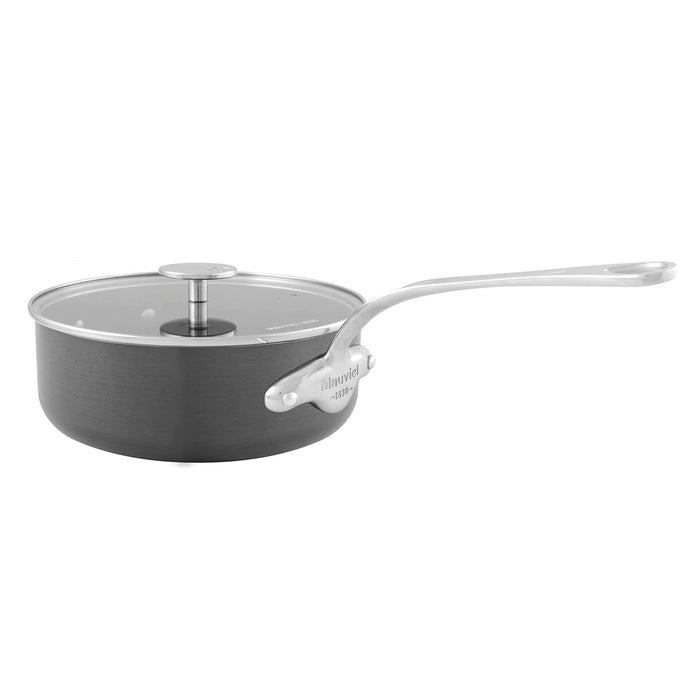 Mauviel M'Stone3 Aluminum Saute pan With Stainless Steel Handle & Glass Lid, 3.74-Quart