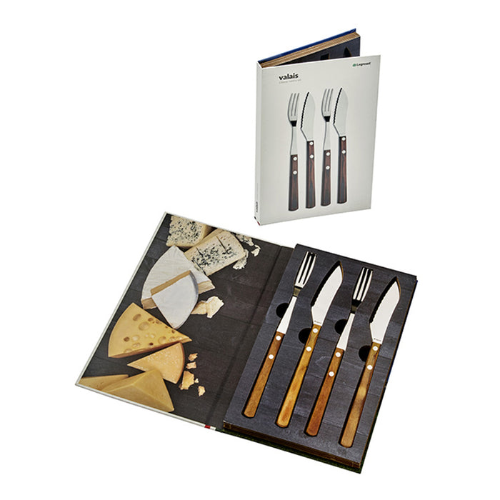 Legnoart Stainless Steel 4-Piece Valais Cutlery Set with Light Wood Handle