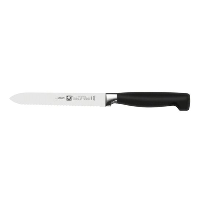 Zwilling Four Star Carbon Steel Serrated Edge Utility Knife, 5-Inches