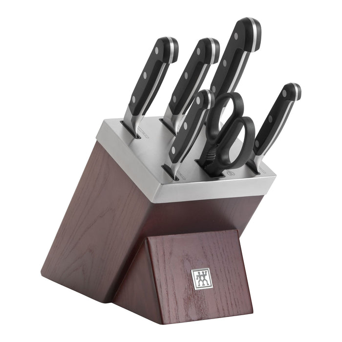 Zwilling Pro Brown Ash Knife Block Set with KiS technology, 7-Piece