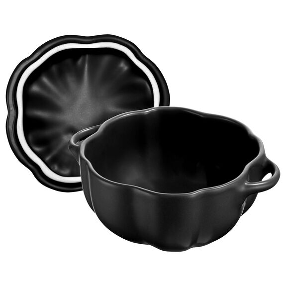 Staub Cast Iron Matte Black Pumpkin Cocotte, 0.75-Quart