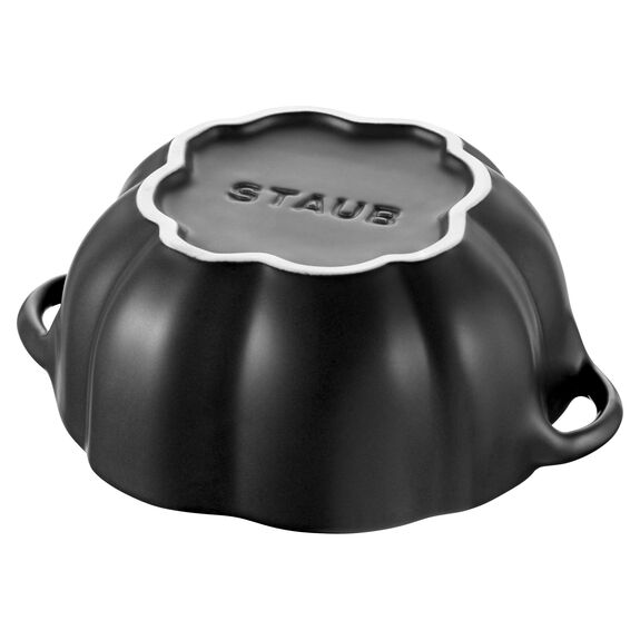 Staub Cast Iron Matte Black Pumpkin Cocotte, 0.75-Quart