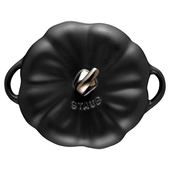Staub Cast Iron Matte Black Pumpkin Cocotte, 0.75-Quart