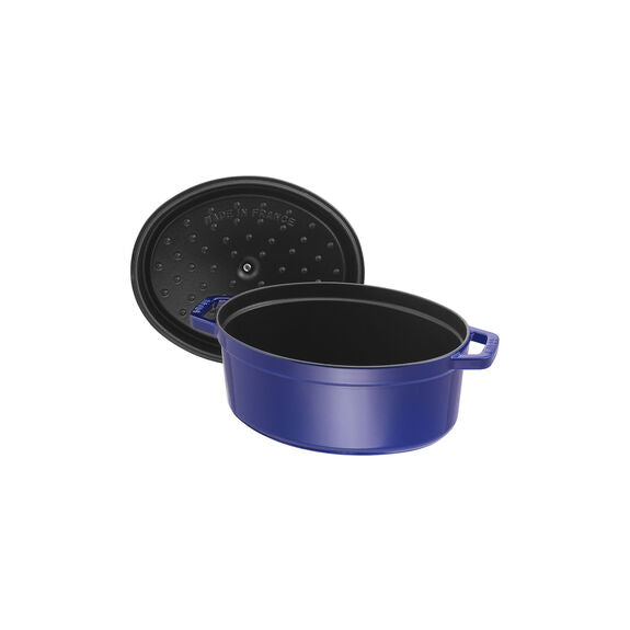 Staub Cast Iron Dark Blue Oval Cocotte, 5.75-Quart