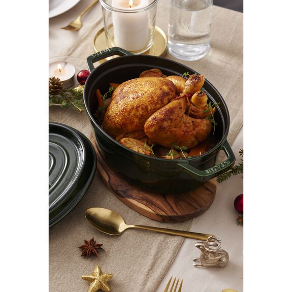 Staub Cast Iron Basil Oval Cocotte, 5.75-Quart