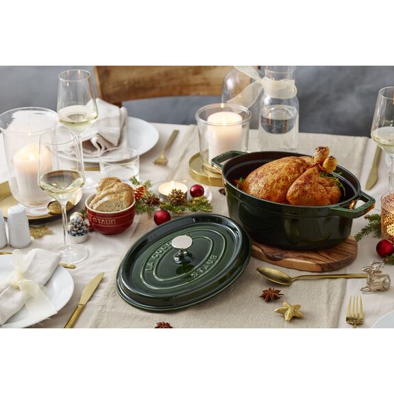 Staub Cast Iron Basil Oval Cocotte, 5.75-Quart