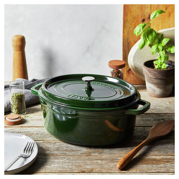 Staub Cast Iron Basil Oval Cocotte, 5.75-Quart