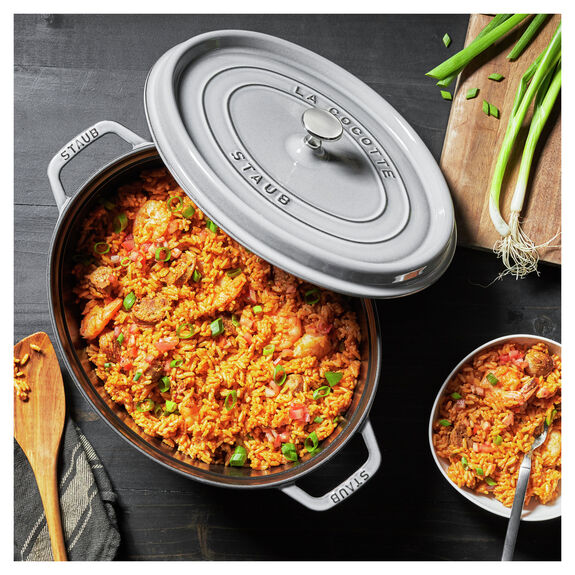 Staub Cast Iron Graphite Grey Oval Cocotte, 5.75-Quart