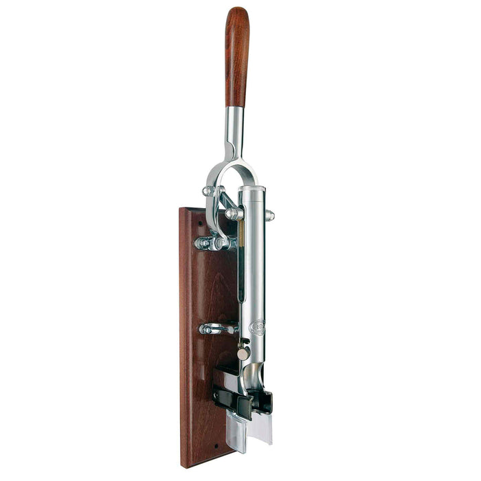 BOJ Professional Wall Mounted Corkscrew with Wood Backing, Chrome-Plated