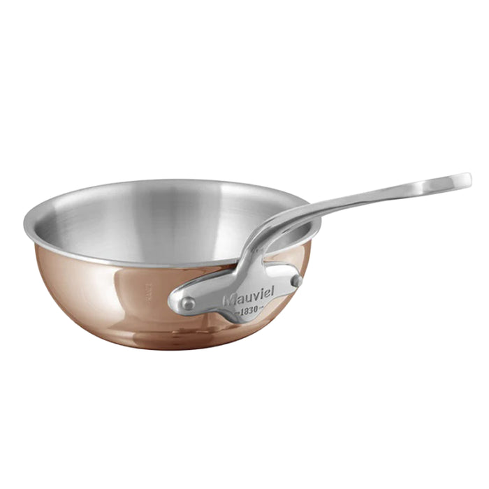 Mauviel M'6S Copper Curved Splayed Saute Pan With Stainless Steel Handle, 2-Quart