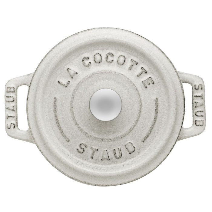 Staub Cast Iron White Truffle Mini Round Cocotte, 0.25-Quart