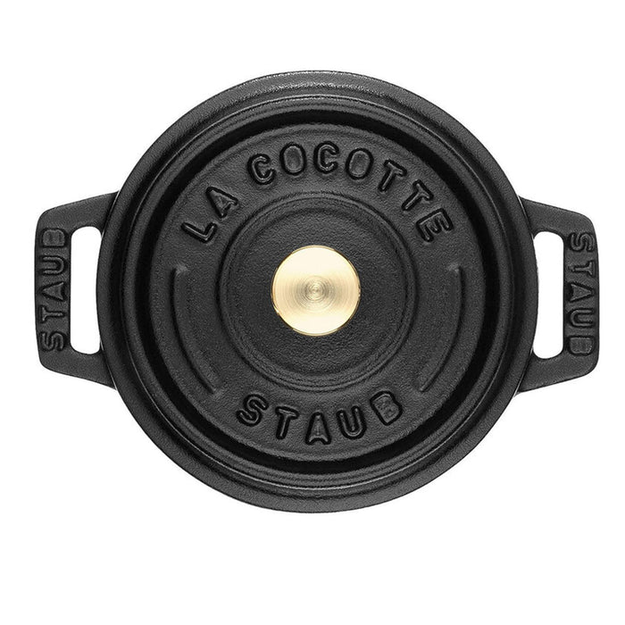 Staub Cast Iron Matte Black Mini Round Cocotte, 0.25-Quart