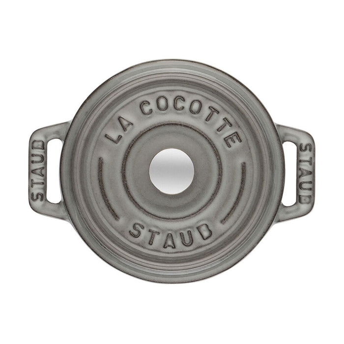 Staub Cast Iron Graphite Grey Round Cocotte,  0.5-Quart