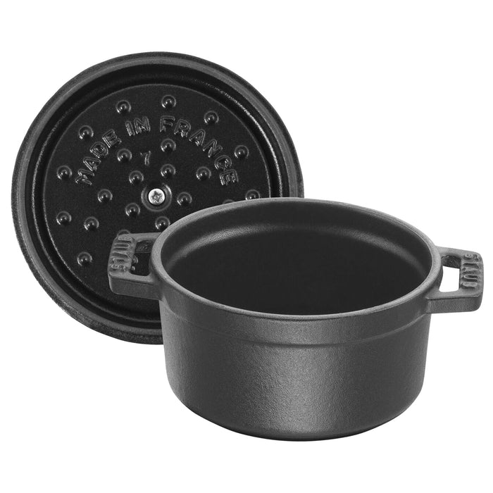 Staub Cast Iron Matte Black Round Cocotte, 0.5-Quart