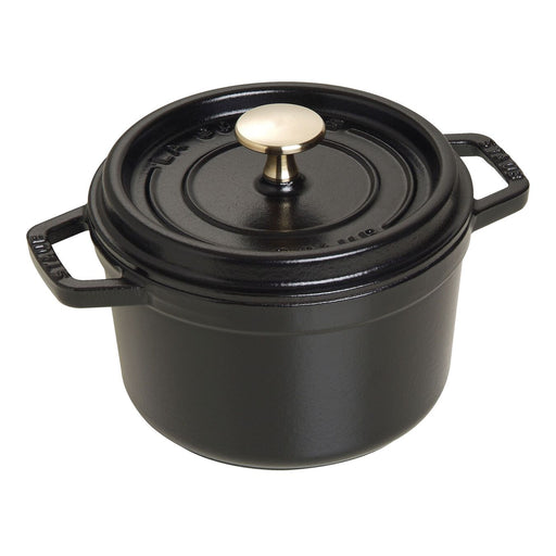 Staub Cast Iron Round Cocotte Matte Black, 1.25-Quart - LaCuisineStore