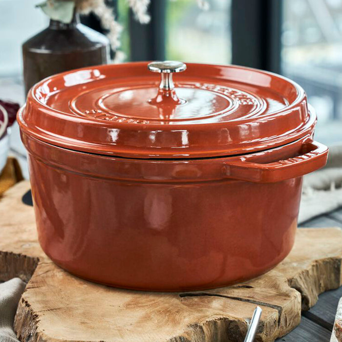 Staub 4-Quart Round Cast Iron Cocotte - Burnt Orange