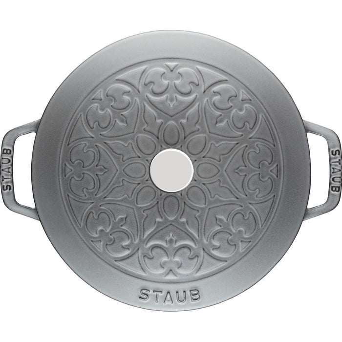 Staub Cast Iron Graphite Grey Essential French Oven with Lilly Lid, 3.75-Quart
