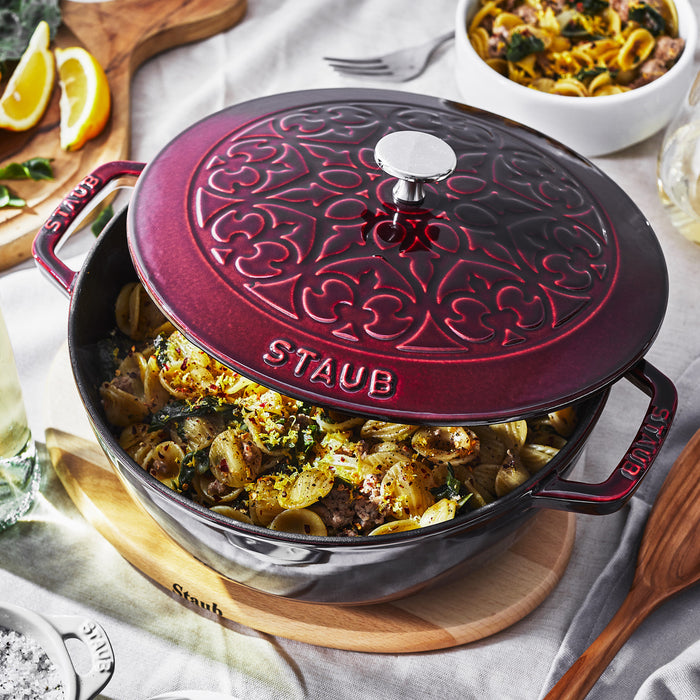Staub Cast Iron Grenadine Essential French Oven with Lilly Lid, 3.75-Quart