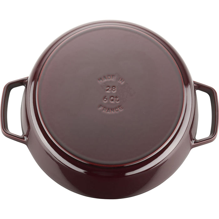 Staub Cast Iron Grenadine Shallow Wide Round Cocotte, 6-Quart