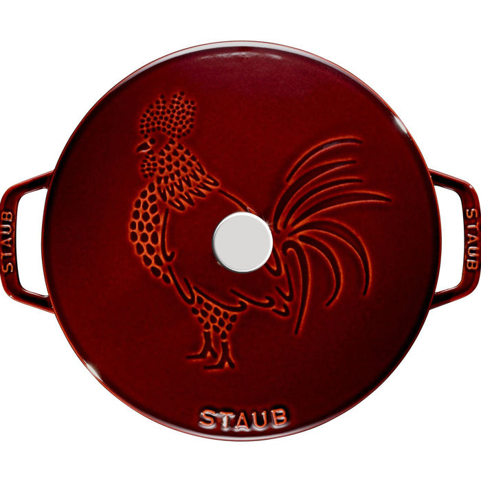 Staub Cast Iron Grenadine Essential French Oven with Rooster Lid, 3.75-Quart