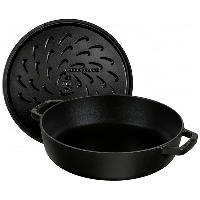 Staub Cast Iron Black Round Braiser, 3.7-Quart