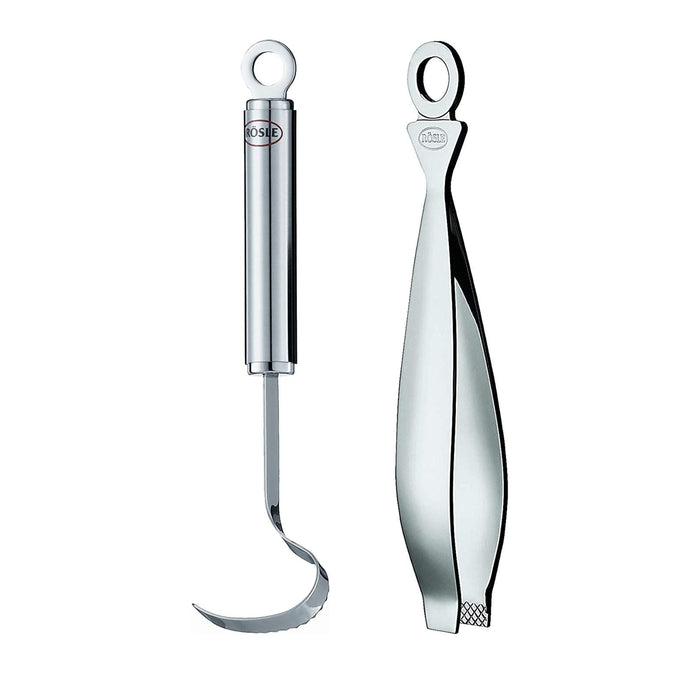 Rosle Stainless Steel Fish Scaler and Fishbone Tongs Set