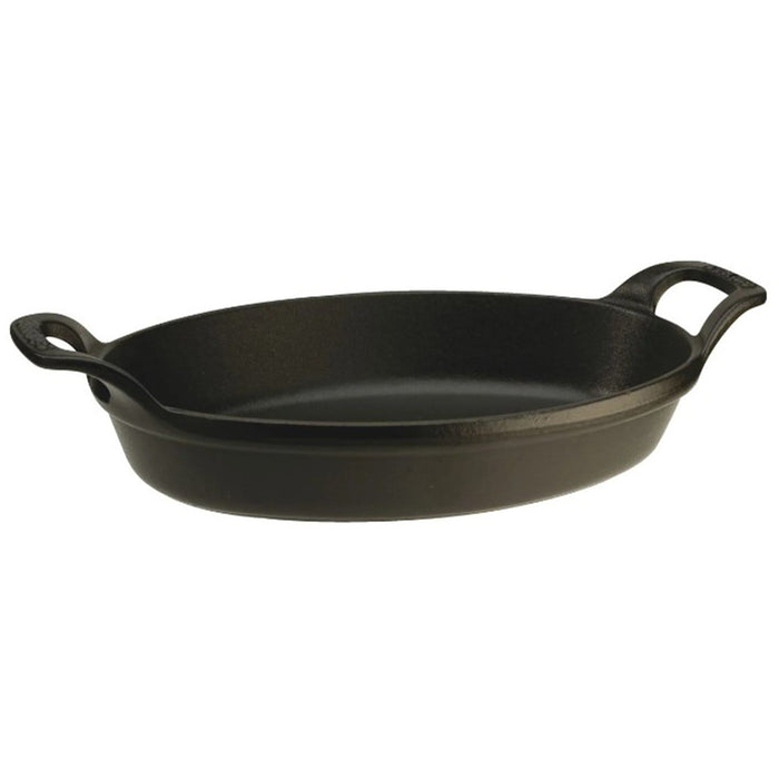 Staub Cast Iron Matte Black Oval Grating Baking Dish, 8 x 5.5-Inches
