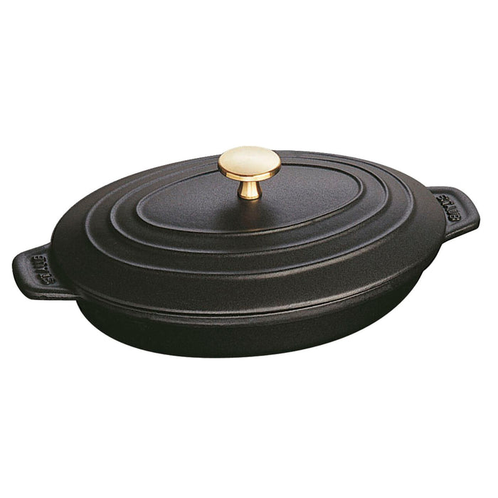 Staub Cast Iron Oval Black Baking Dish, 9 x 6.6-Inches