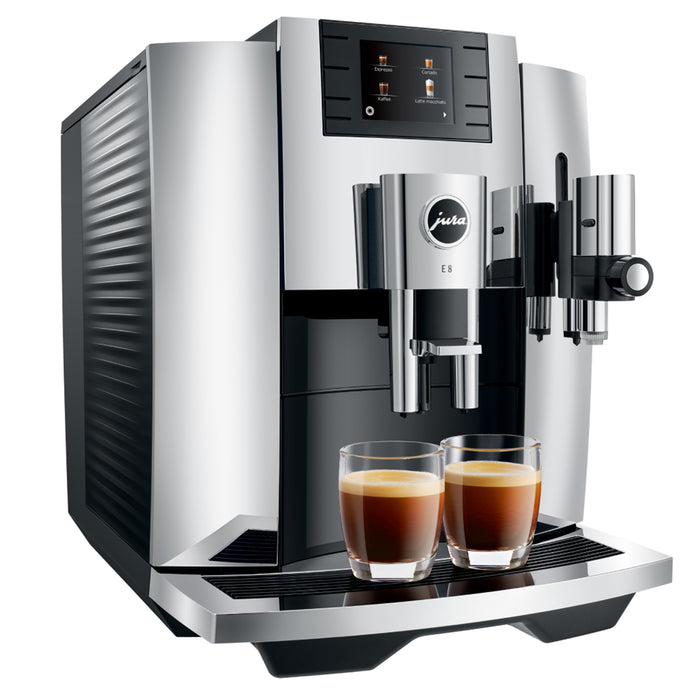 Jura E8 Automatic Coffee Machine, Chrome