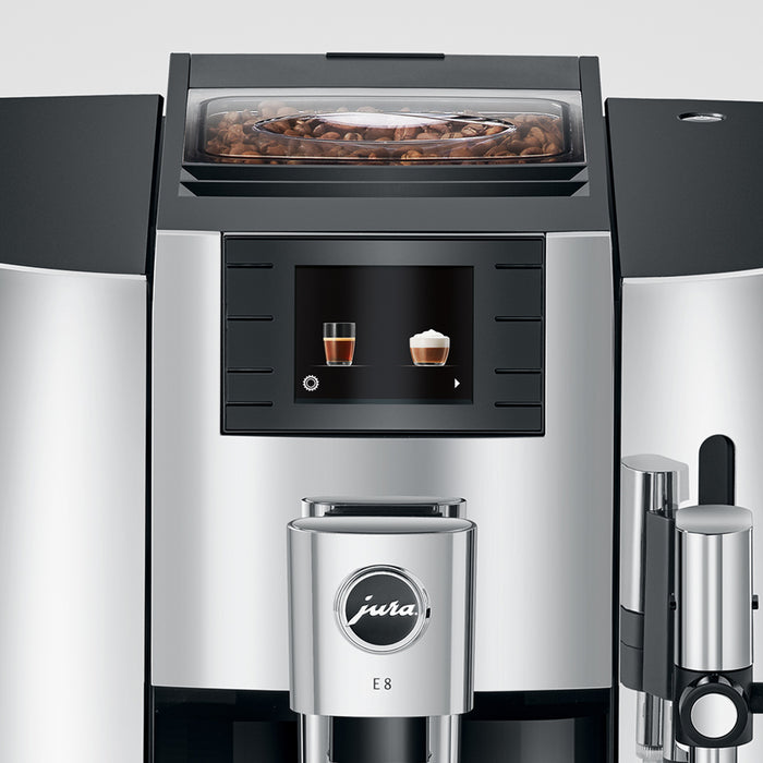 Jura E8 Automatic Coffee Machine, Chrome