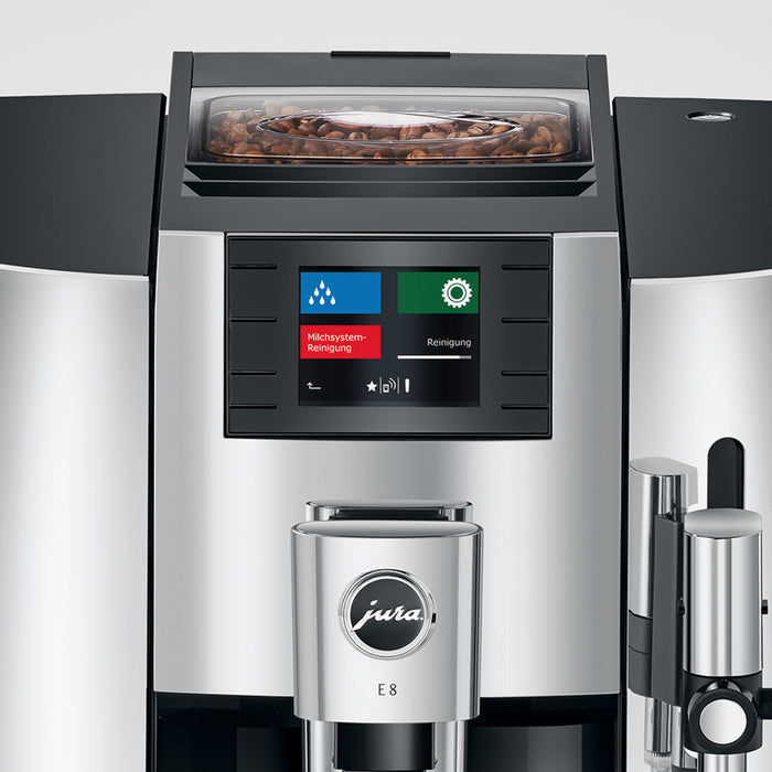 Jura E8 Automatic Coffee Machine, Chrome