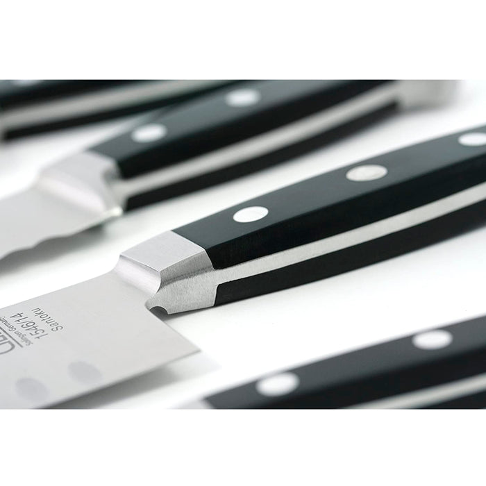 Gude Alpha Series Hand Forged Ice Hardened Stainless Steel Hostaform Handle Granton Santoku Knife, 5-Inches