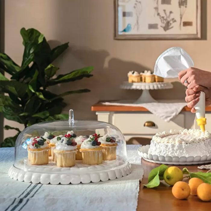 Fratelli Guzzini Tiffany Cake Serving Set White, 14-Inches