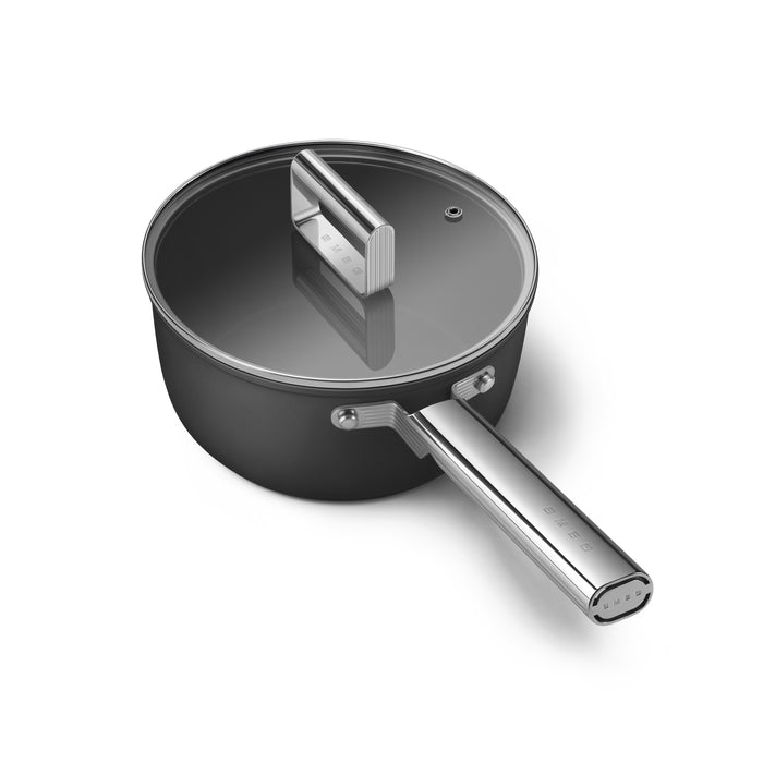 Smeg Cookware 50's Style Non-stick Black Sauce Pan, 3-Quart