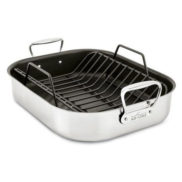 All Clad E751S264 Stainless Steel Nonstick Roaster with Rack, 13 x 16-Inches