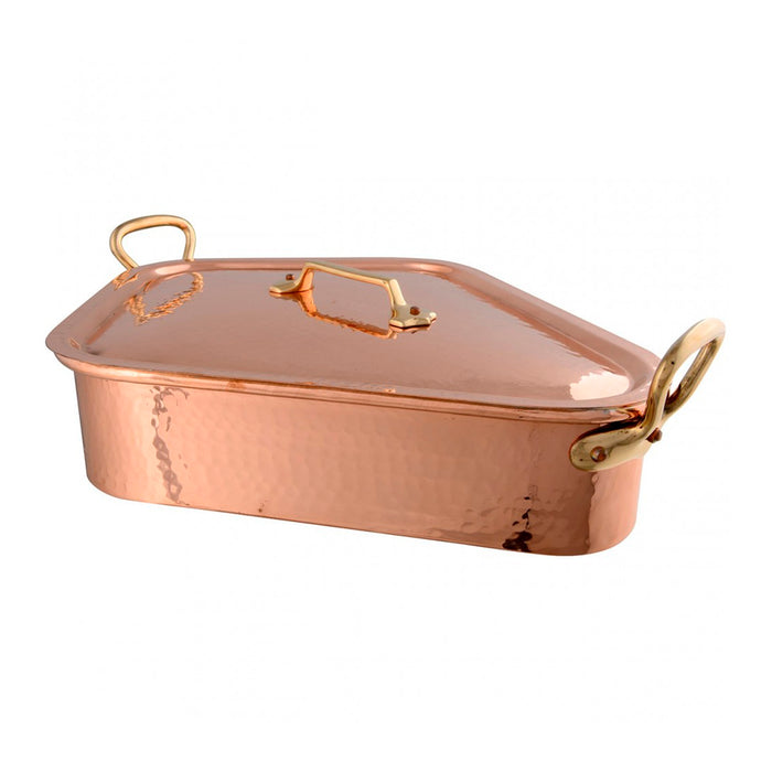 Mauviel M'Tradition Hammered Copper Turbo Kettle With Lid & Bronze Handles, 13.6-Quart