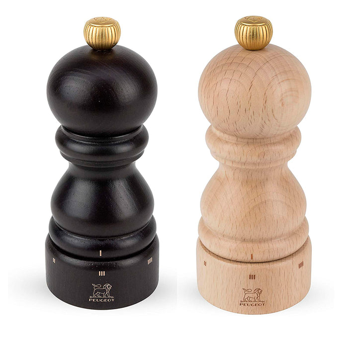 Peugeot Paris U'Select Wood Salt and Pepper Mill Set Chocolate and Natural, 4.7-Inches