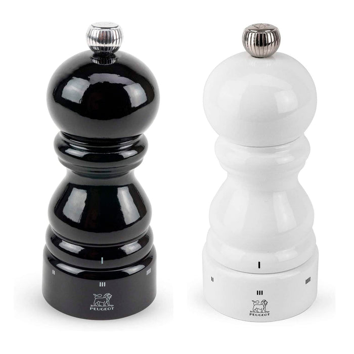 Peugeot Paris U'Select Wood Salt and Pepper Mill Black and White Lacquered, 4.7-Inches