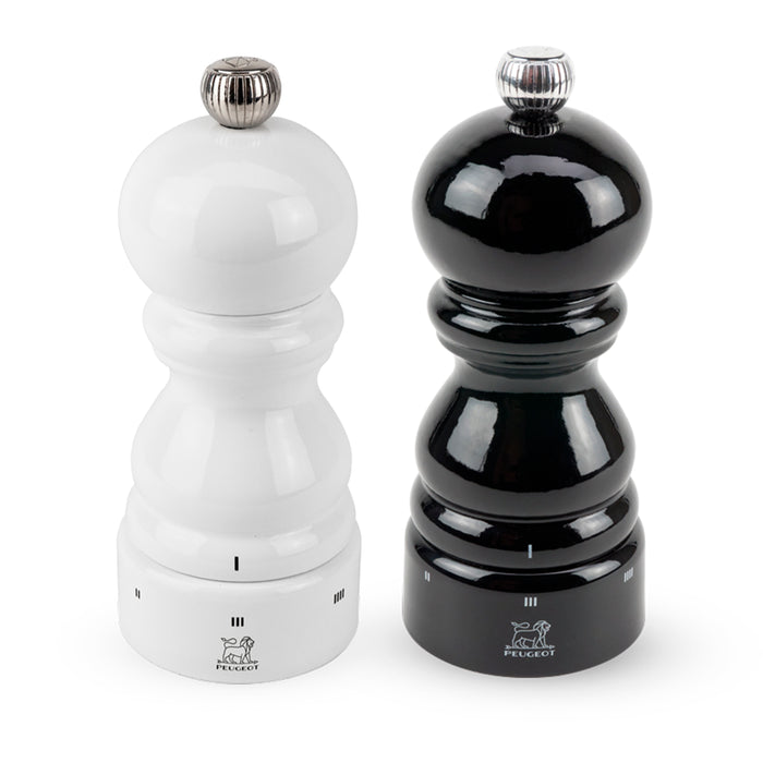 Peugeot Paris U'Select Wood Pepper and Salt Mill White and Black Lacquered, 4.7-Inches