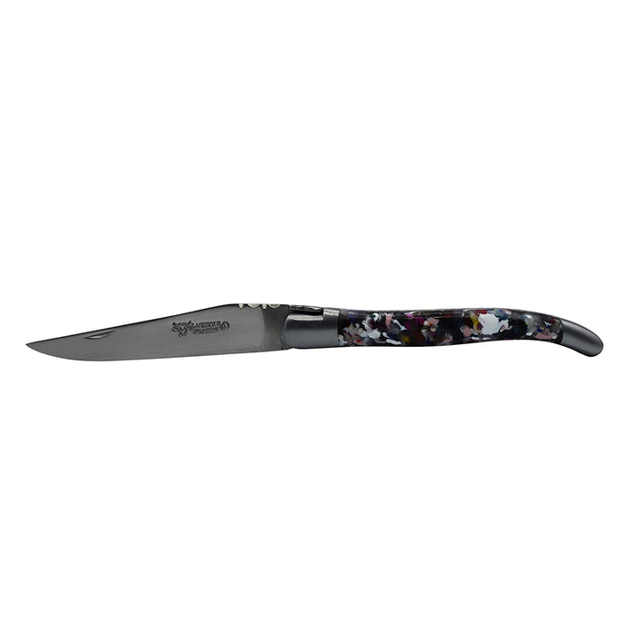 Laguiole en Aubrac Stainless Steel Folding Knife with Arlequin Handle, 4.8-Inches