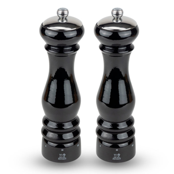 Peugeot Paris Icone U'Select Wood Pepper and Salt Mill Black Lacquered Set, 8.6-Inches