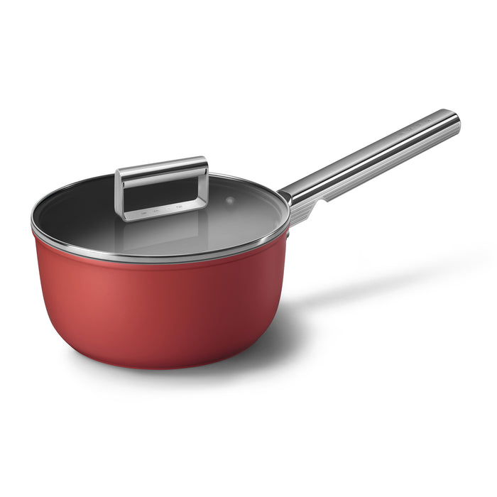 Smeg Cookware 50's Style Non-stick Red Sauce Pan, 3-Quart