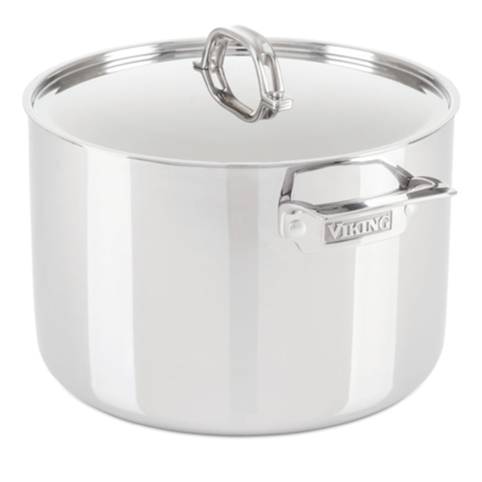 Viking 3-Ply Stainless Steel Stock Pot with Metal Lid, 12-Quart