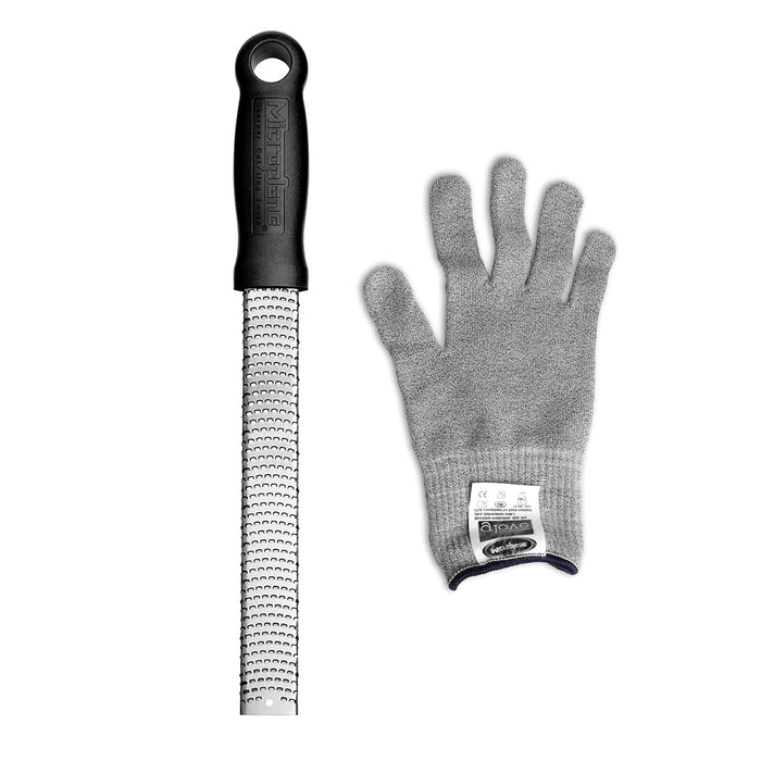 Microplane Premium Classic Series Zester Cheese Grater Black and Resistant Glove Set