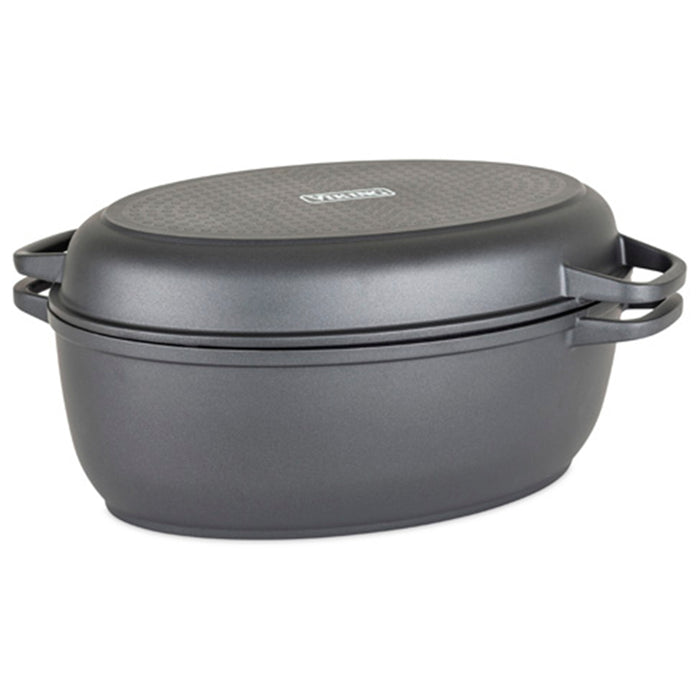 Viking Die Cast Oval Roaster with Bonus Glass Basting Lid, 8.6-Quart