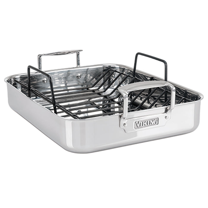 Viking 3-Ply Stainless Steel Roasting Pan with Nonstick Rack, 16 x 13 x 3-Inches
