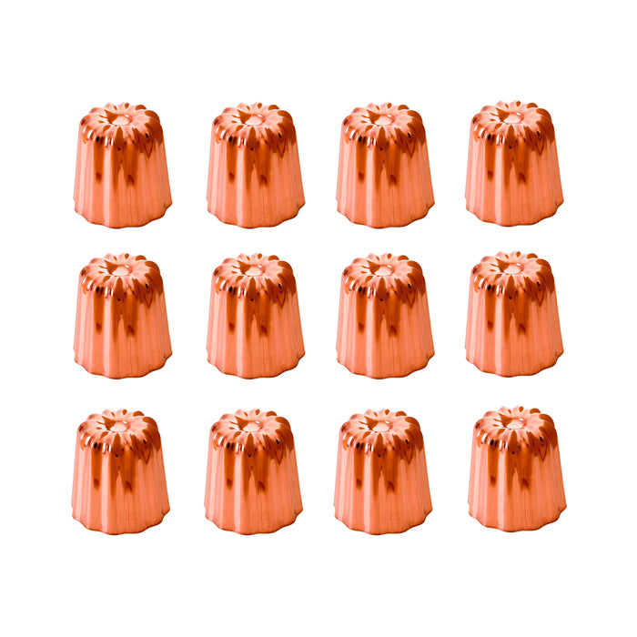 Mauviel M'Passion Copper 12-Piece Tinned Canele Mold, 2.2-Inches