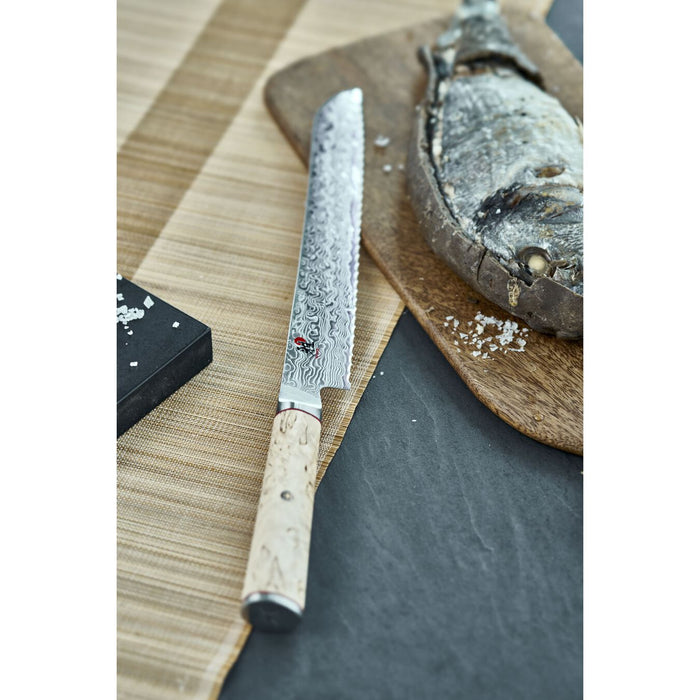 Miyabi Birchwood SG2 5000MCD Stainless Steel Bread Knife, 9-Inches