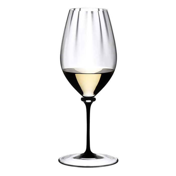 Riedel Fatto A Mano Performance Riesling Wine Glass with Black Stem, 22 Oz